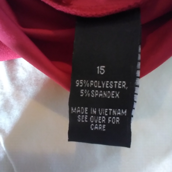 BCX Elegant Red Scalloped Edge Sleeveless Dress Size 15 Vacation Resortwear - Picture 5 of 9